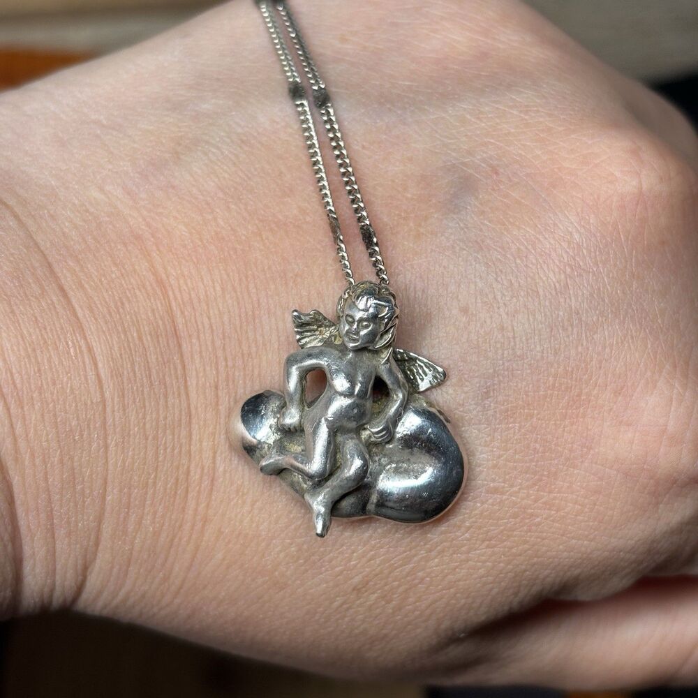 Kabana Sterling Silver 925 Cherub Angel Cloud Pendant Necklace